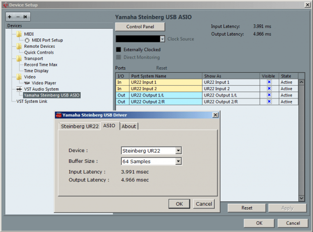 Steinberg UR22 ASIO Buffer Settings