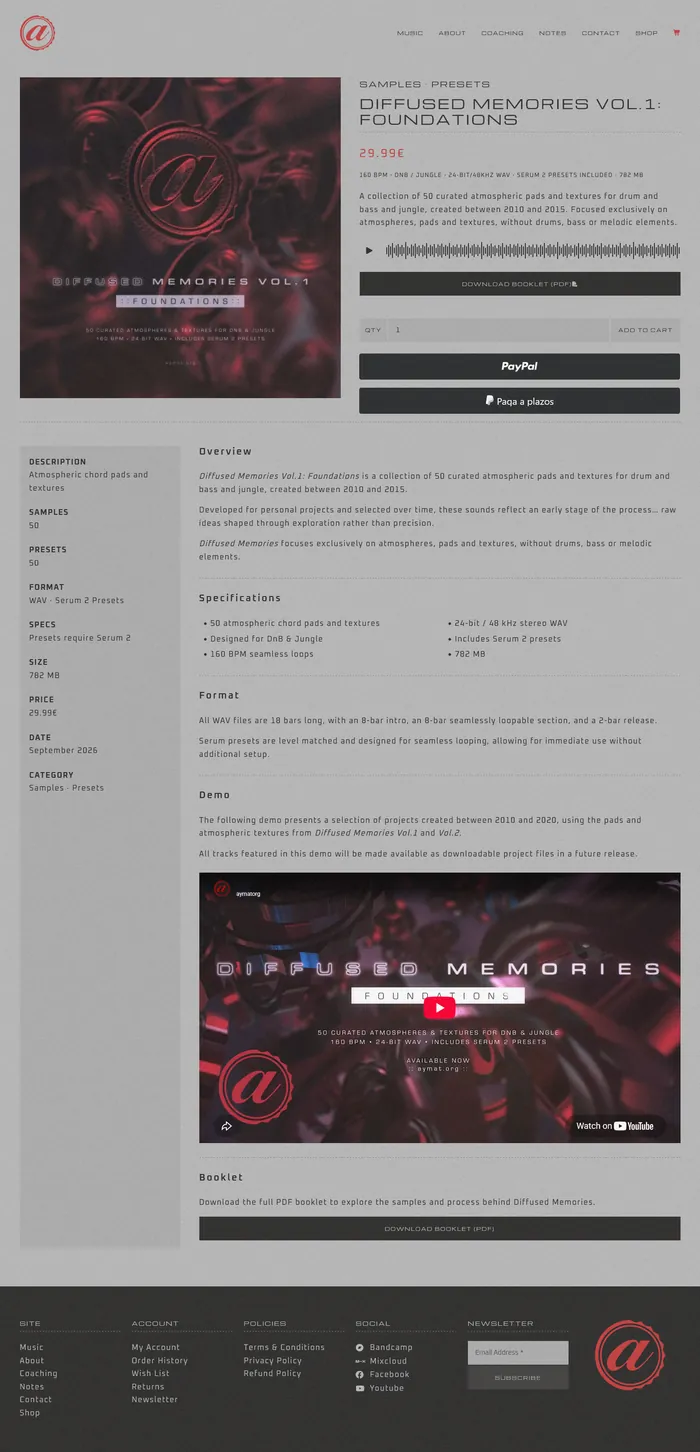 aymat.org product page: Diffused Memories Vol.1